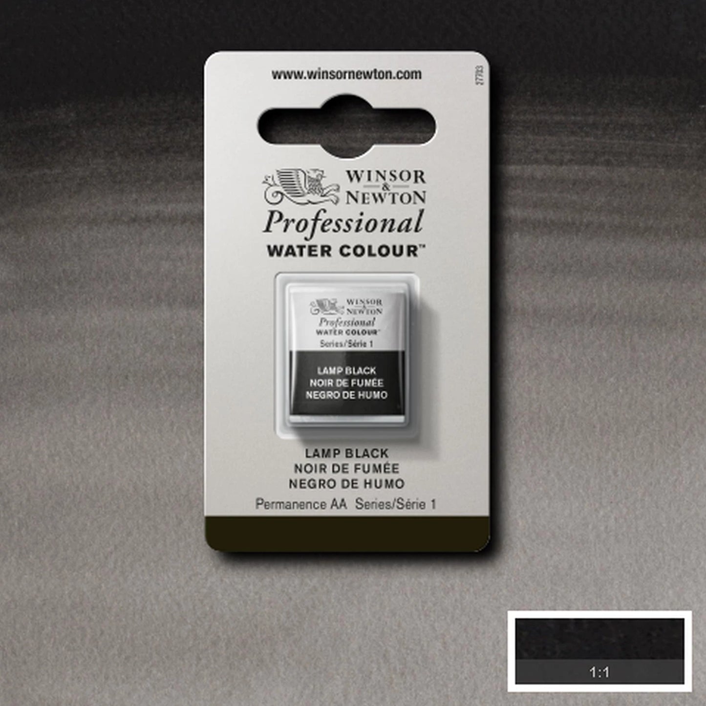 Aquarelle professionnelle W&N, demi-godet, Noir de bougie