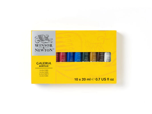 LOT DE 10 TUBES DE PEINTURE ACRYLIQUE W&N GALERIA DE 20 ML
