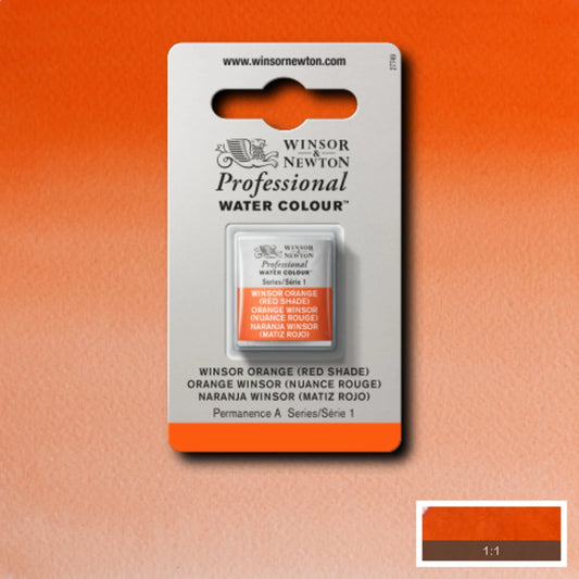 AQUARELLE W&N PROF. 1/2 GODET ORANGE WINSOR (TEINTE ROUGE)