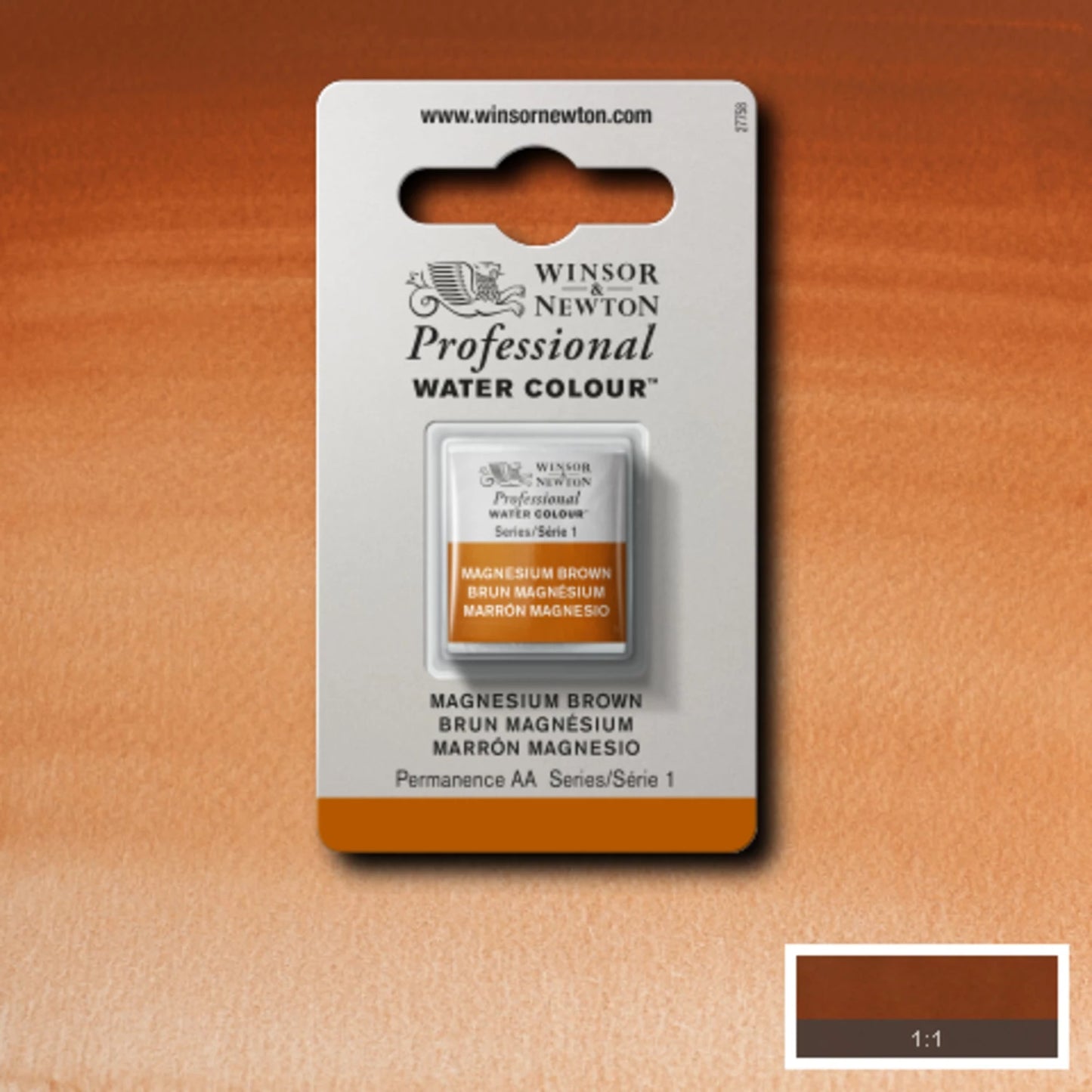 W&N PRO. AQUARELLE 1/2 GODET BRUN DE MAGNÉSIUM