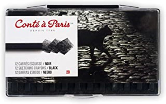 CRAYON CONTE CARRÉ NOIR 2B BOÎTE DE 12
