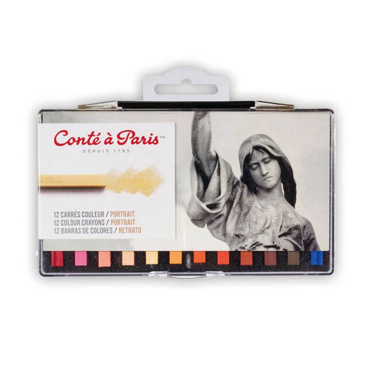 CRAYONS PASTEL SECS CARRE ASSORTIMENT 12 COULEURS PORTRAIT À SUSPENDRE