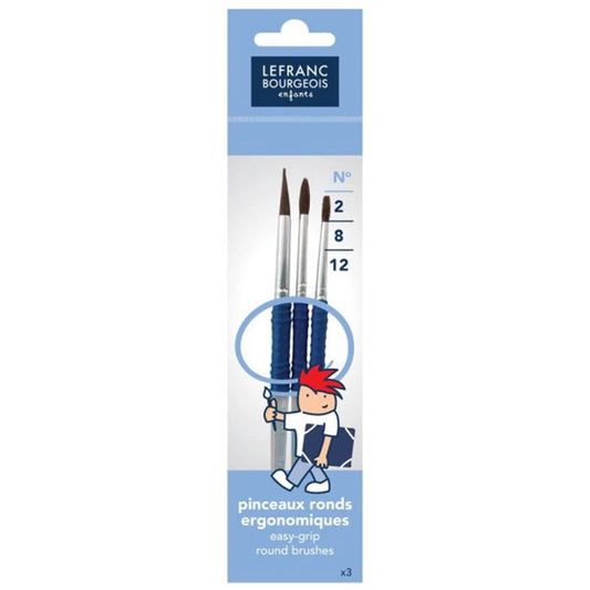 LOT DE 3 PINCEAUX ERGONOMIQUES EN POILS DE PONEZ LFB SCHOOL BRUSH 2-8-12