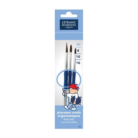 LFB SCHOOL BRUSH SET DE 3 PINCEAUX ERGONOMIQUES EN POILS DE PONEY 4-10-16