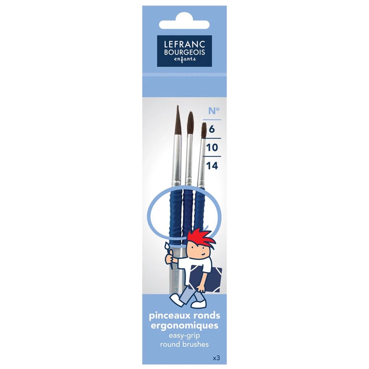 LOT DE 3 PINCEAUX ERGONOMIQUES EN POILS DE PONEI LFB SCHOOL BRUSH 6-10-14