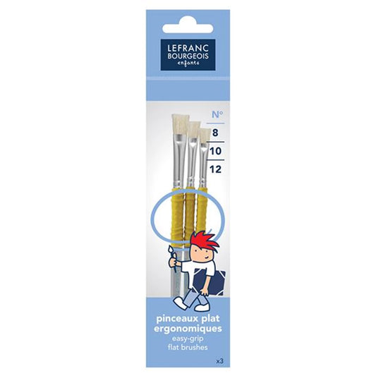 LFB SCHOOL BRUSH SET DE 3 PINCEAUX ERGONOMIQUES EN SOIE 8-10-12