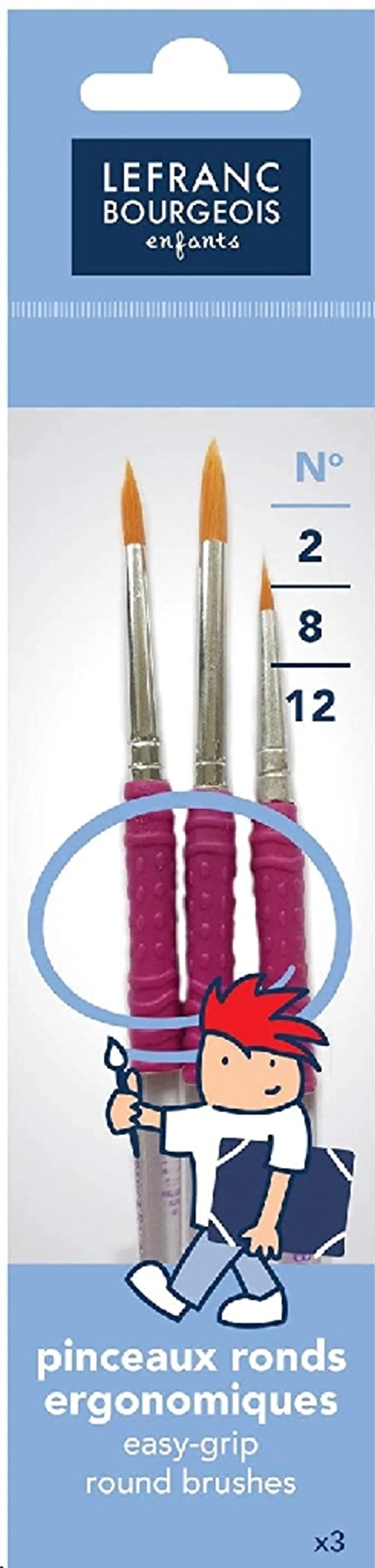 SET DE 3 PINCEAUX ERGONOMIQUES SYNTHÉTIQUES LFB SCHOOL BRUSH 2-8-12