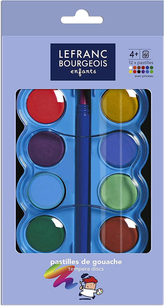 LFB SCHOOL PEINTURES GOUACHE SET 12 PASTILLES 30MM