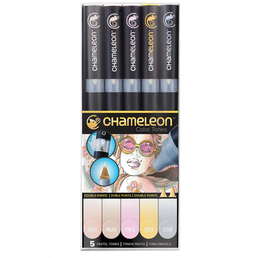 LOT DE 5 STYLOS CHAMELEON TONALITÉS PASTEL
