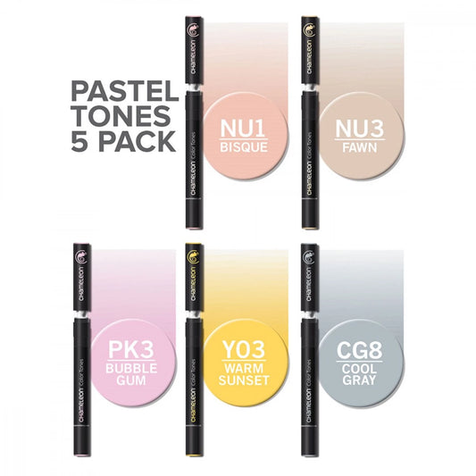 LOT DE 5 STYLOS CHAMELEON TONALITÉS PASTEL