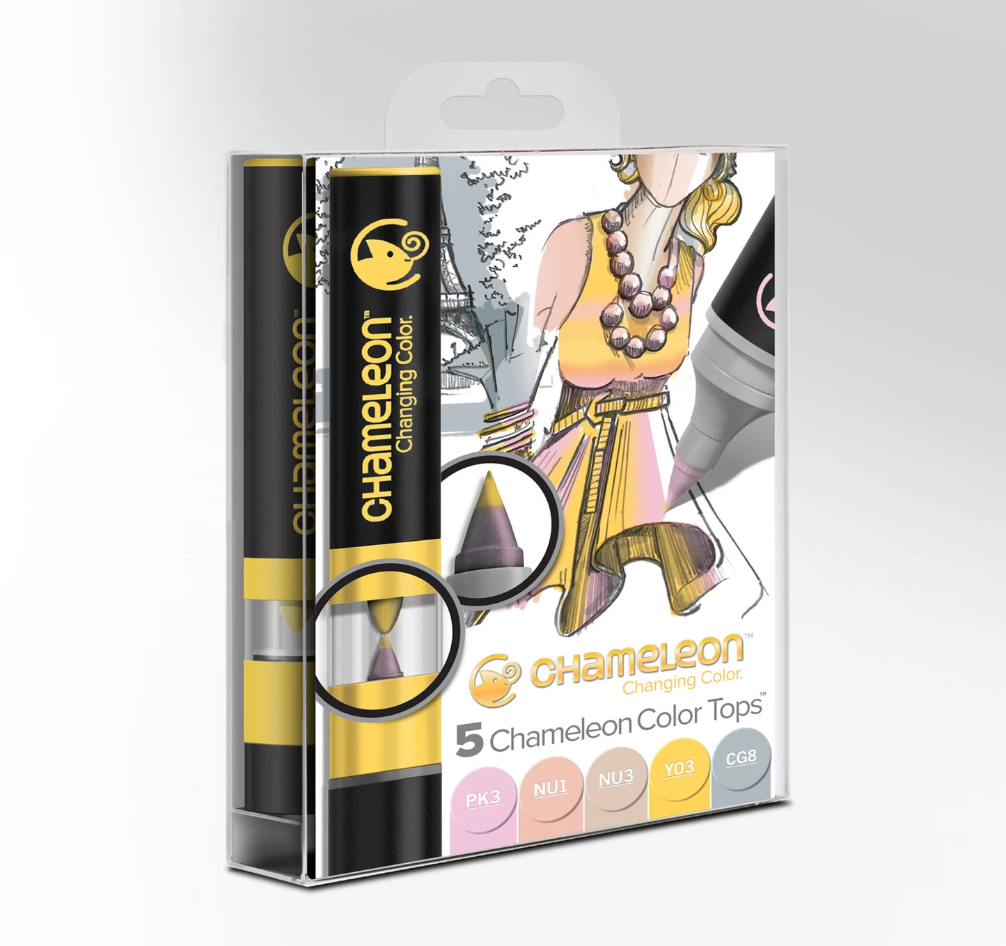 SET DE 5 STYLOS CHAMELEON DANS LES TONS PASTEL