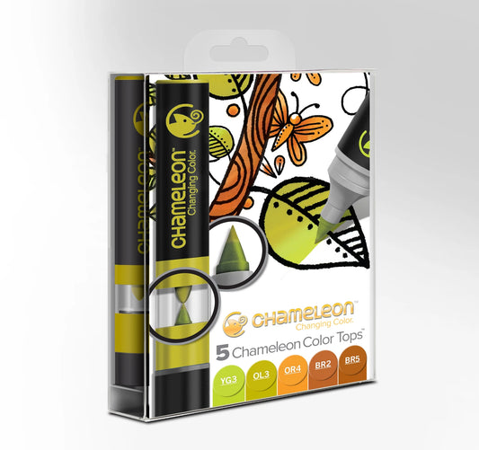 LOT DE 5 STYLOS CHAMELEON DANS DES TONS TERRE