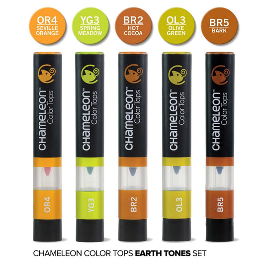 LOT DE 5 STYLOS CHAMELEON DANS DES TONS TERRE