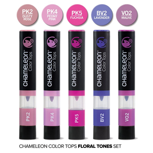 ENSEMBLE DE 5 STYLOS CHAMELEON DANS DES TONS FLORAUX