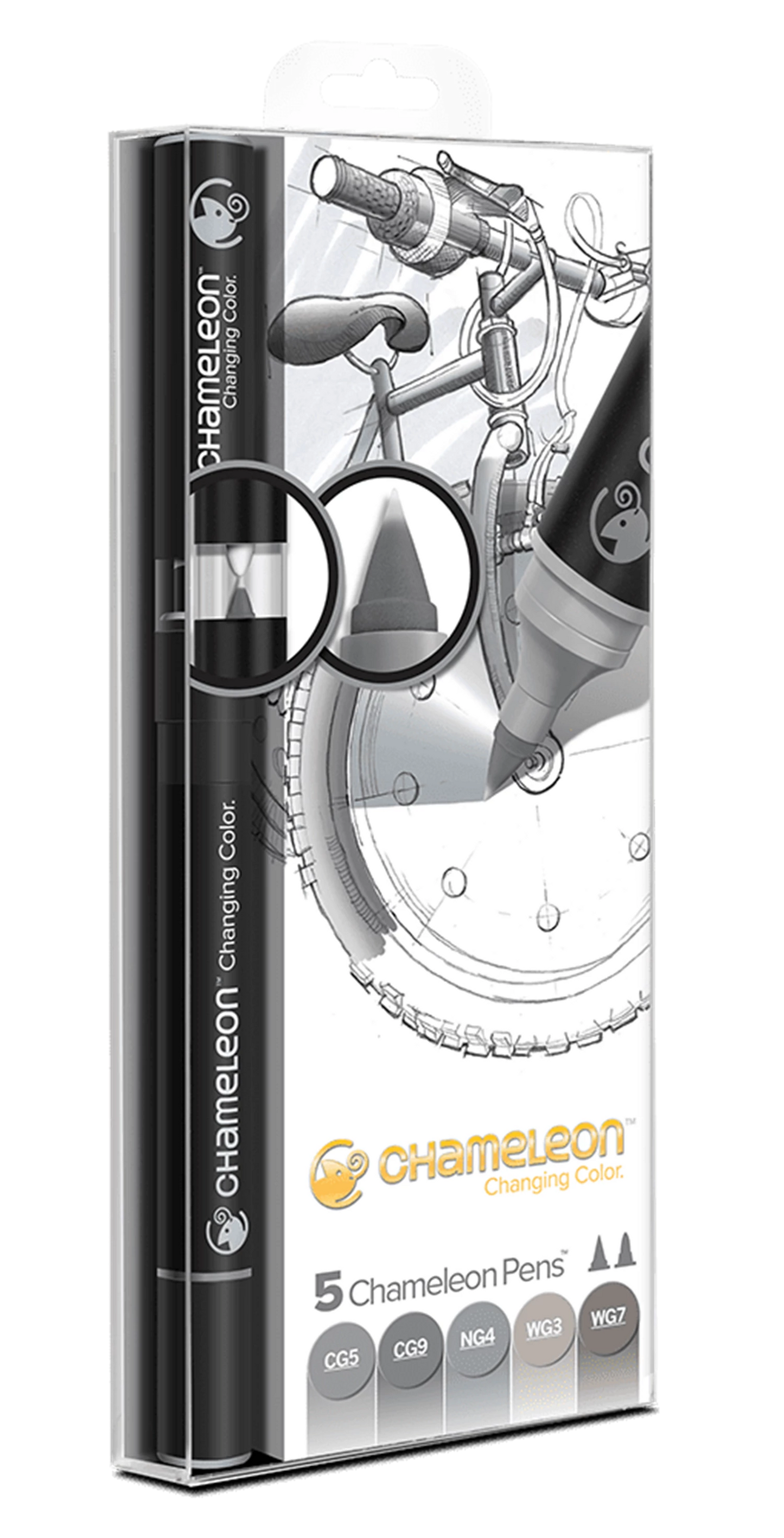 LOT DE 5 STYLOS CHAMELEON NUANCES DE GRIS