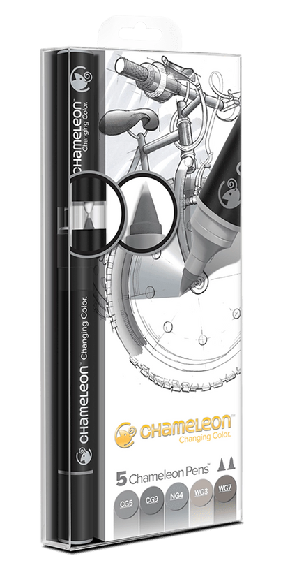 LOT DE 5 STYLOS CHAMELEON NUANCES DE GRIS