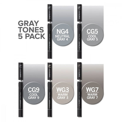LOT DE 5 STYLOS CHAMELEON NUANCES DE GRIS
