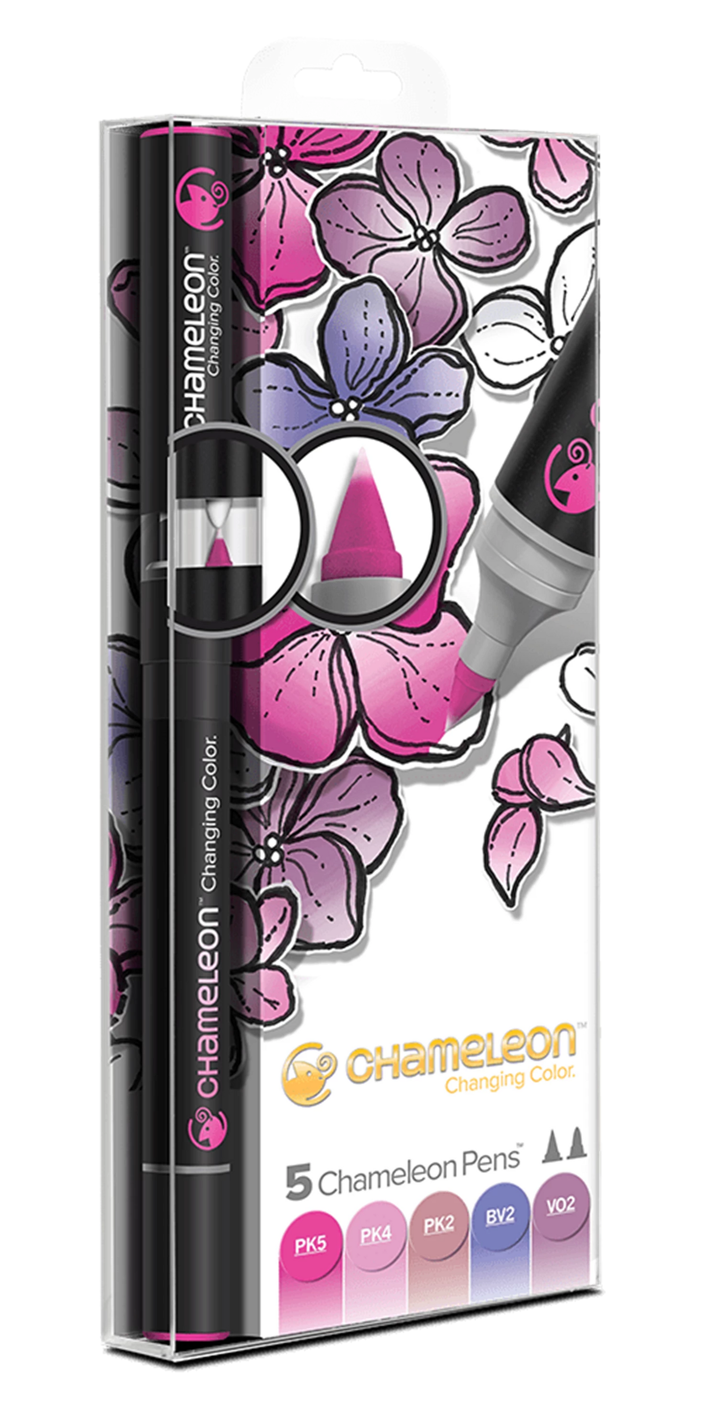 LOT DE 5 STYLOS CHAMELEON TONALITÉS FLORALES