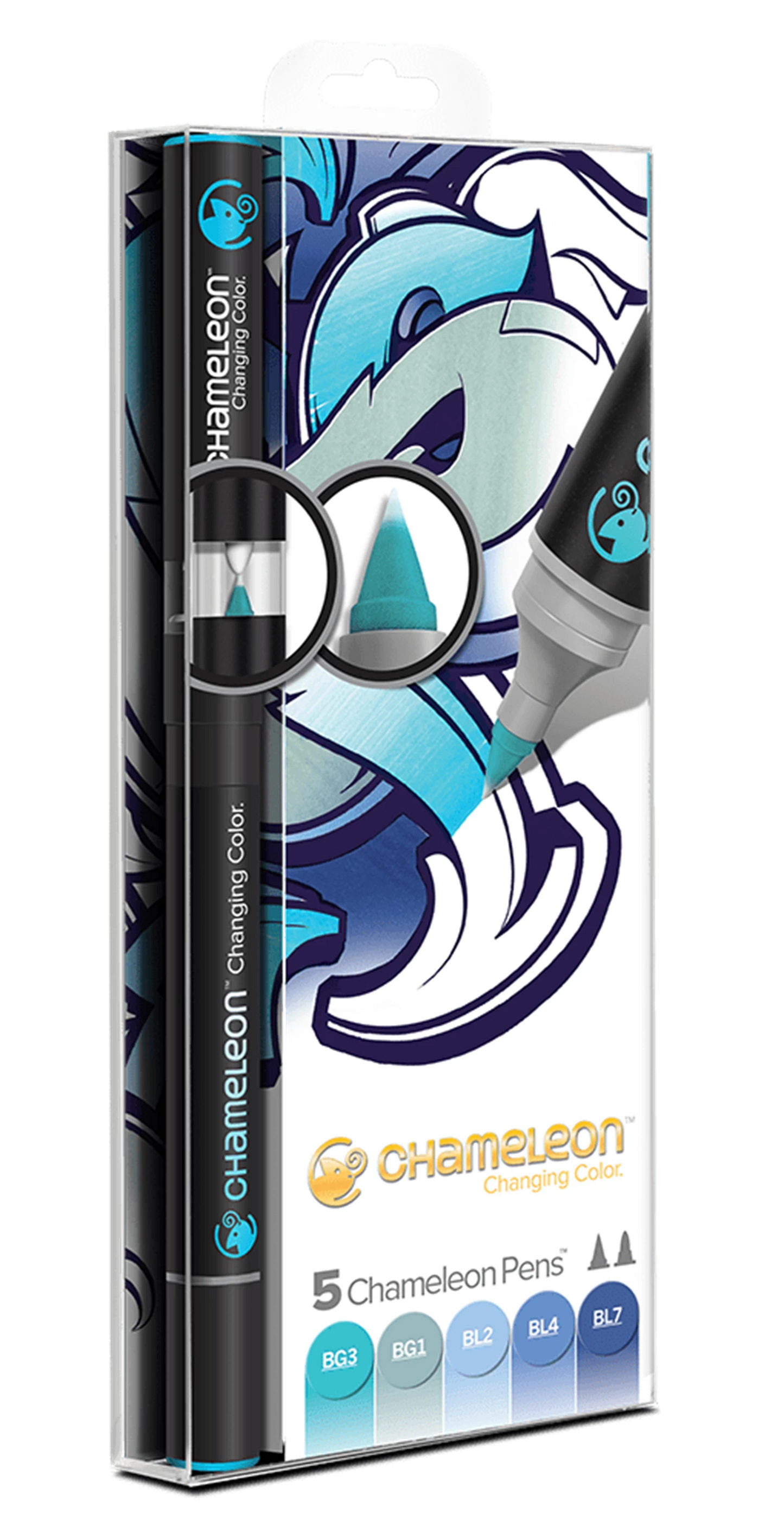 LOT DE 5 STYLOS CAMÉLÉON TEINTES DE BLEU