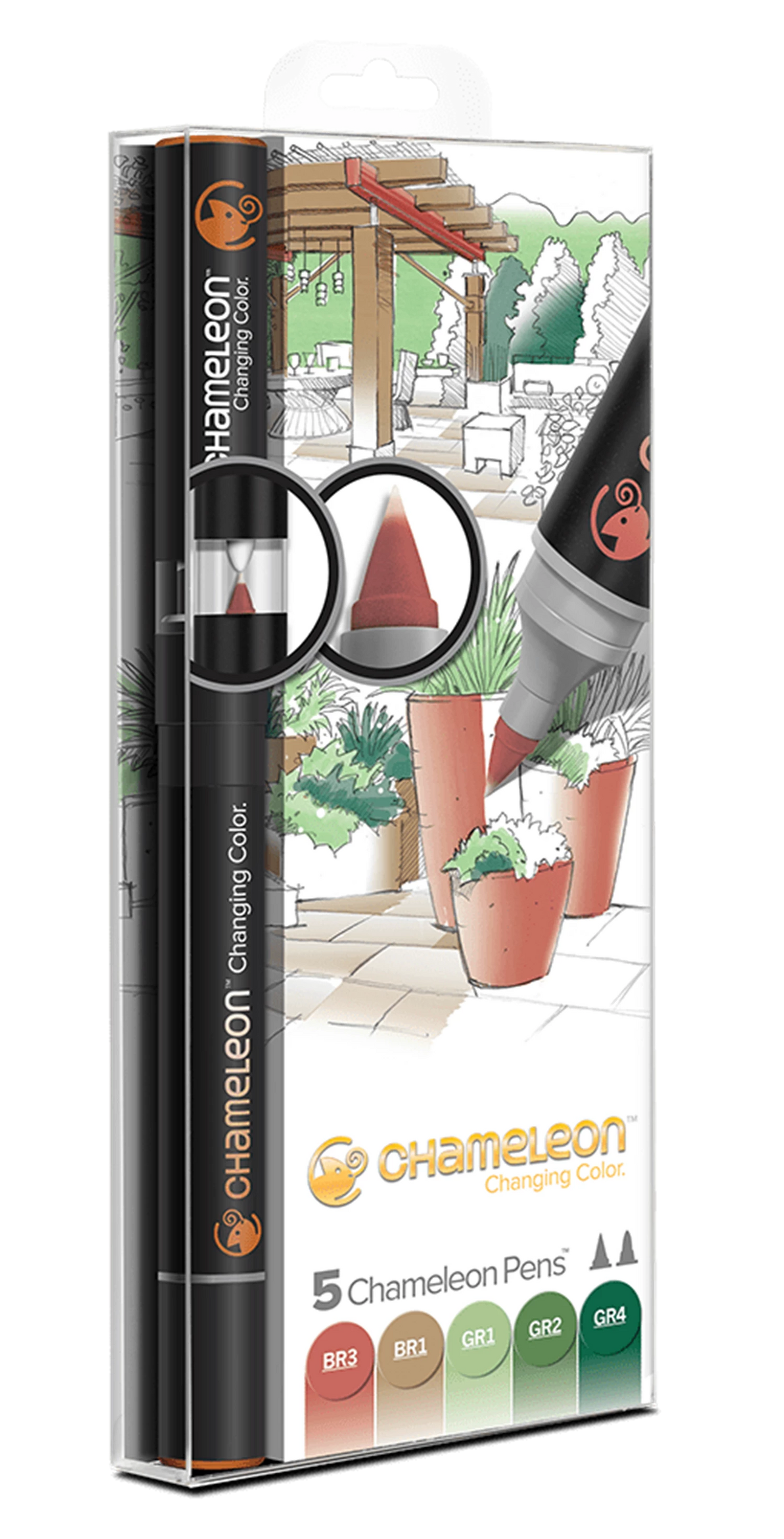 LOT DE 5 STYLOS CHAMELEON NATURA TONES