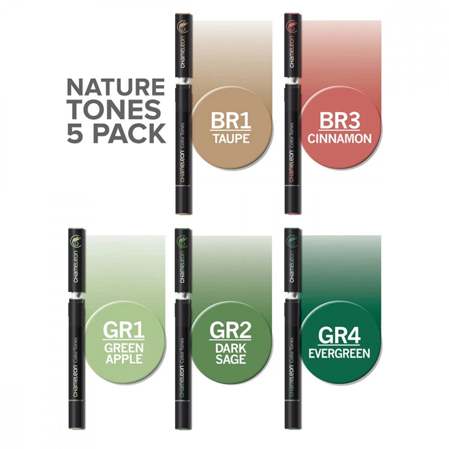 LOT DE 5 STYLOS CHAMELEON NATURA TONES