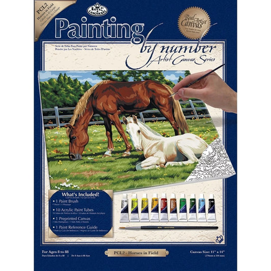 R&L PBN TOILE D'ARTISTE SÉRIE GM CHEVAUX DANS UN CHAMP