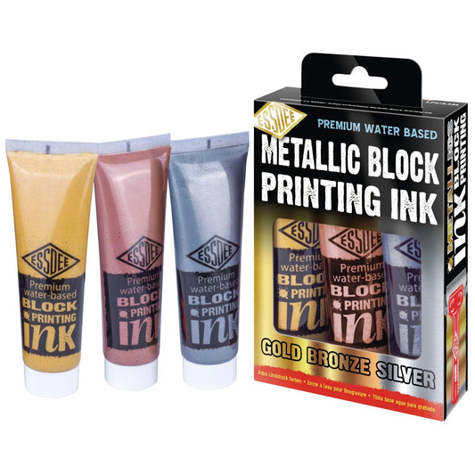 KIT D'ENCRES POUR LINOGRAVURE PREMIUM ESSDEE 3 TEINTES MÉTALLISÉES 10