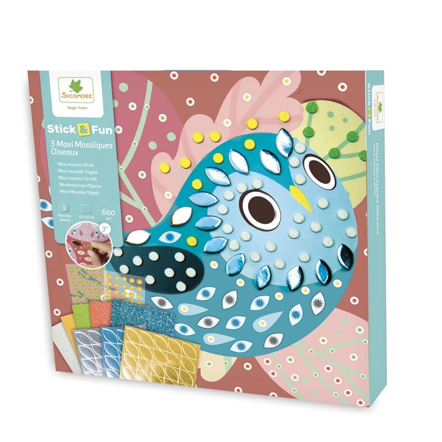 STICK'N FUN PM MAXI MOSAÏQUES OISEAUX (FR-DE-IT)