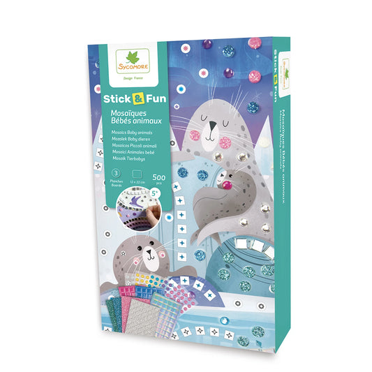 SYCOMORE - STICK'N FUN XS MOSAÏQUES BÉBÉS ANIMAUX MARINS (FR-DE-IT) - F/F/D/D/I/I/F/D/I/ML