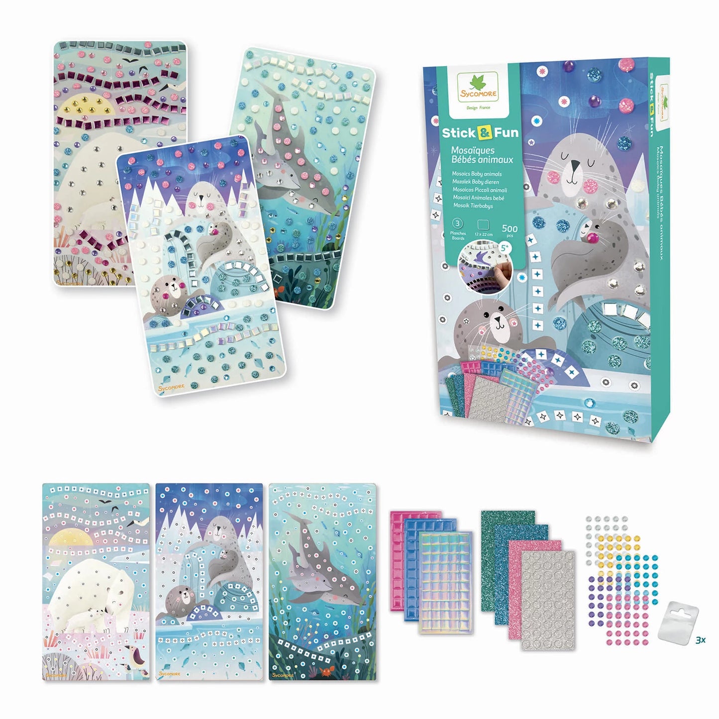 SYCOMORE - STICK'N FUN XS MOSAIKEN MEERESTIERE BABYS (FR-DE-IT) - F/F/D/D/I/I/F/D/I/ML