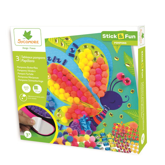 STICK'N FUN PM TABLEAU POMPONS PAPILLONS (FR-DE-IT)