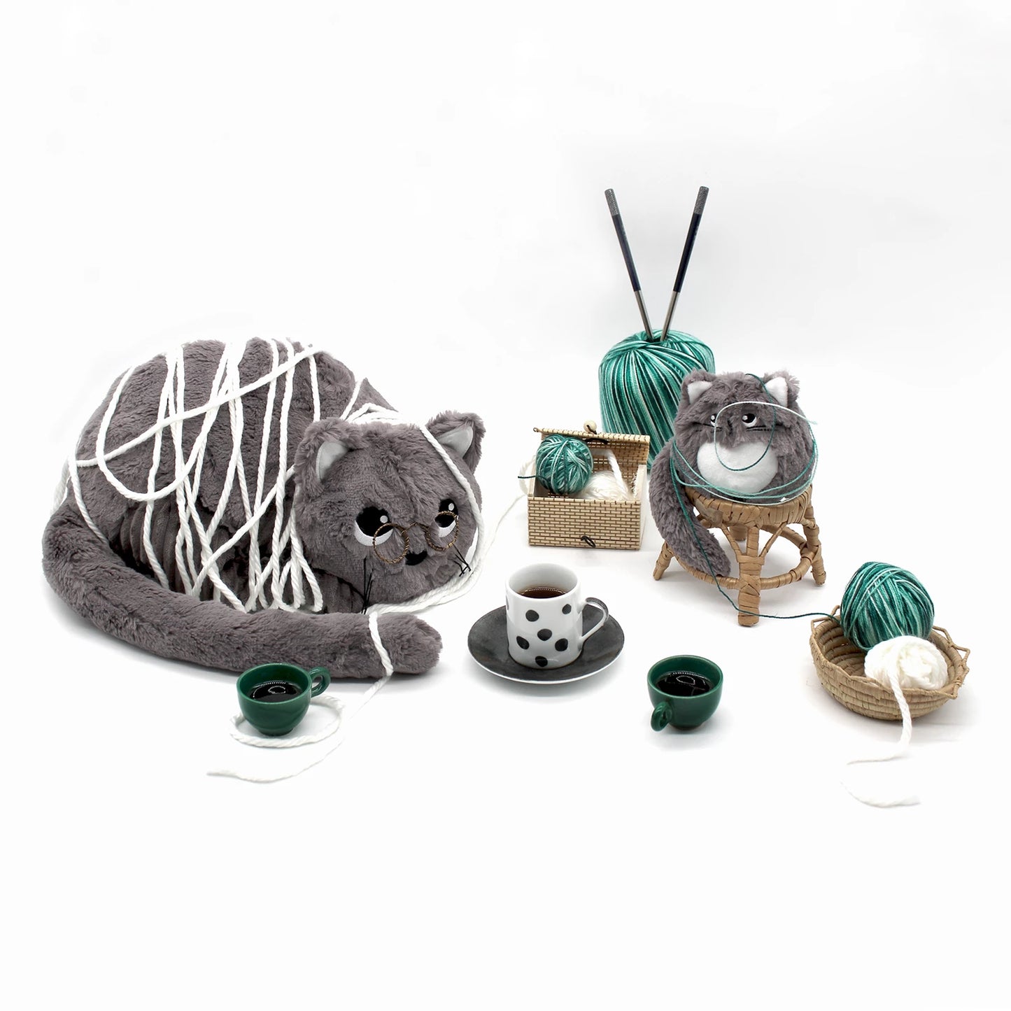 MIAOU LE CHAT MAMAN ET BÉBÉ MARRON GRIS