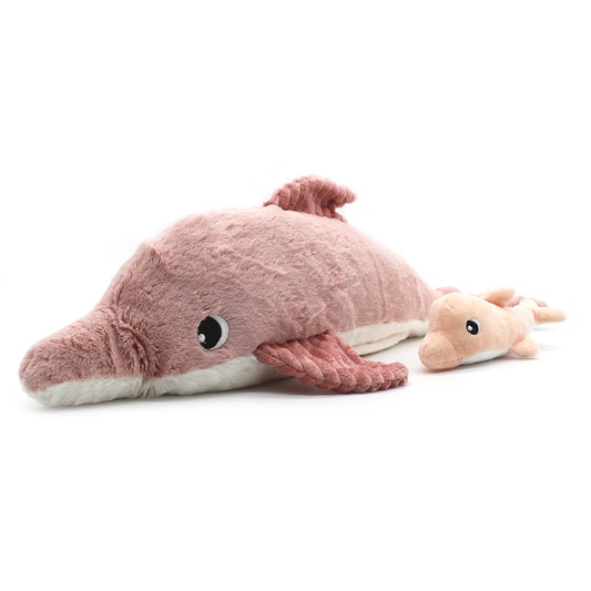 TOFOU LE DAUPHIN MAMAN ET BÉBÉ ROSE