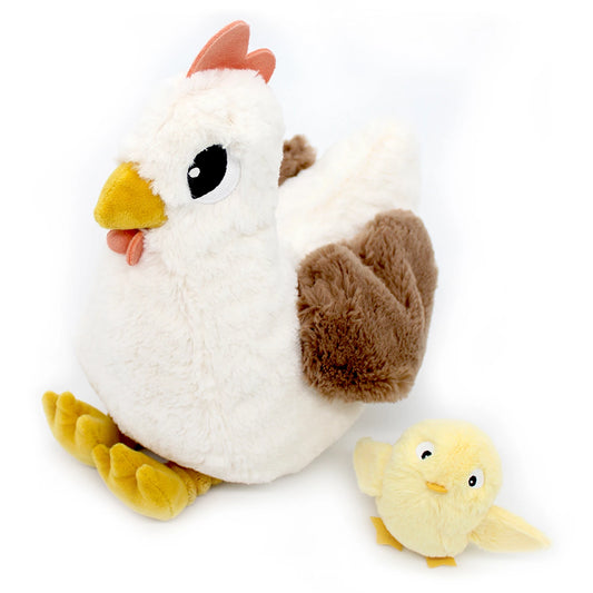 PIOUPIOU HEN MAMAN ET BÉBÉ BLANC