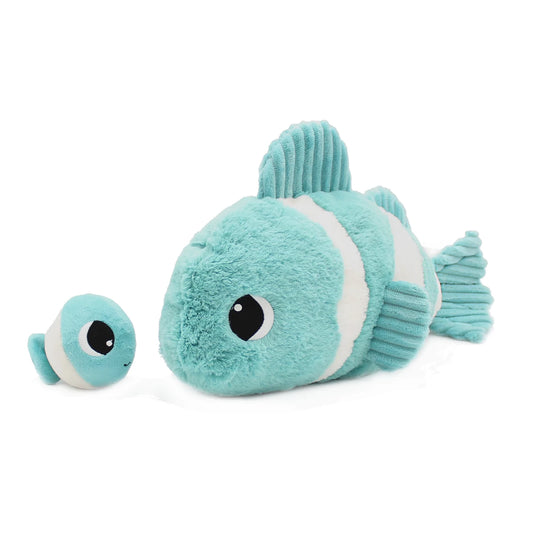 BIGOU POISSON CLOWN MAMAN ET BÉBÉ BLEU AQUA