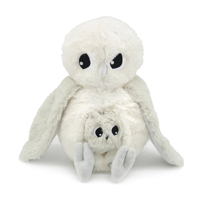 HIBOU MAMAN ET BÉBÉ BLANC
