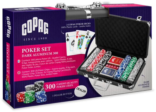 CARTAMUNDI - COPAG MALLETTE POKER PREMIUM 300 JETONS 11.5G MARQUES, 2 JEU - F/D/I/ML