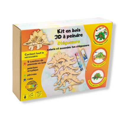 KIT EN BOIS 3D À PEINDRE STÉGOSAURE