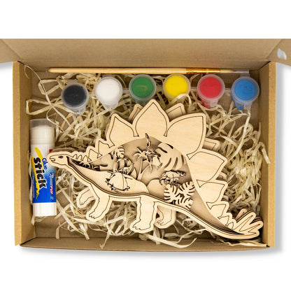 KIT EN BOIS 3D À PEINDRE STÉGOSAURE