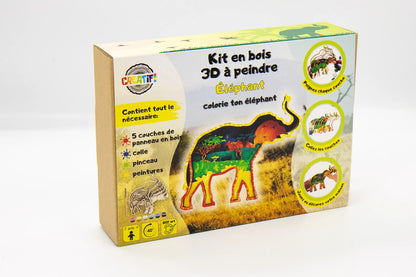 KIT EN BOIS 3D UN ÉLÉPHANT À PEINDRE