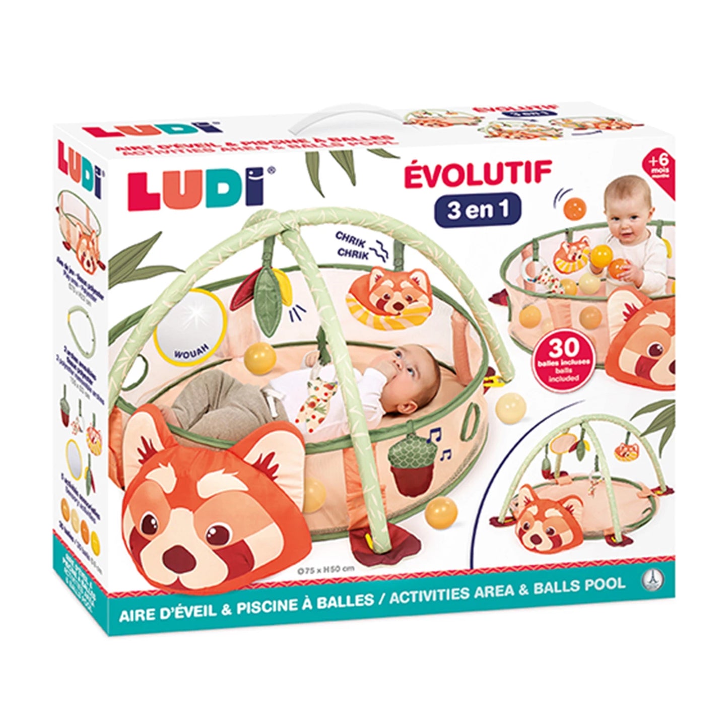 LUDI - KRABBELDECKE UND BÄLLEBAD PANDA - F/D/D/I
