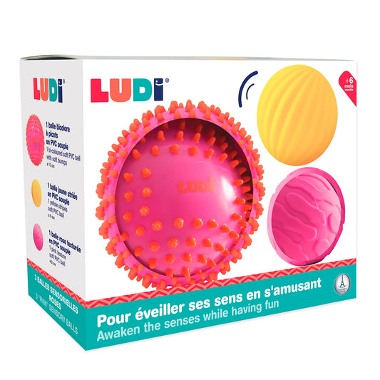 LUDI - 3 BALLES SENSORIELLES ROSES - F/D/D/I