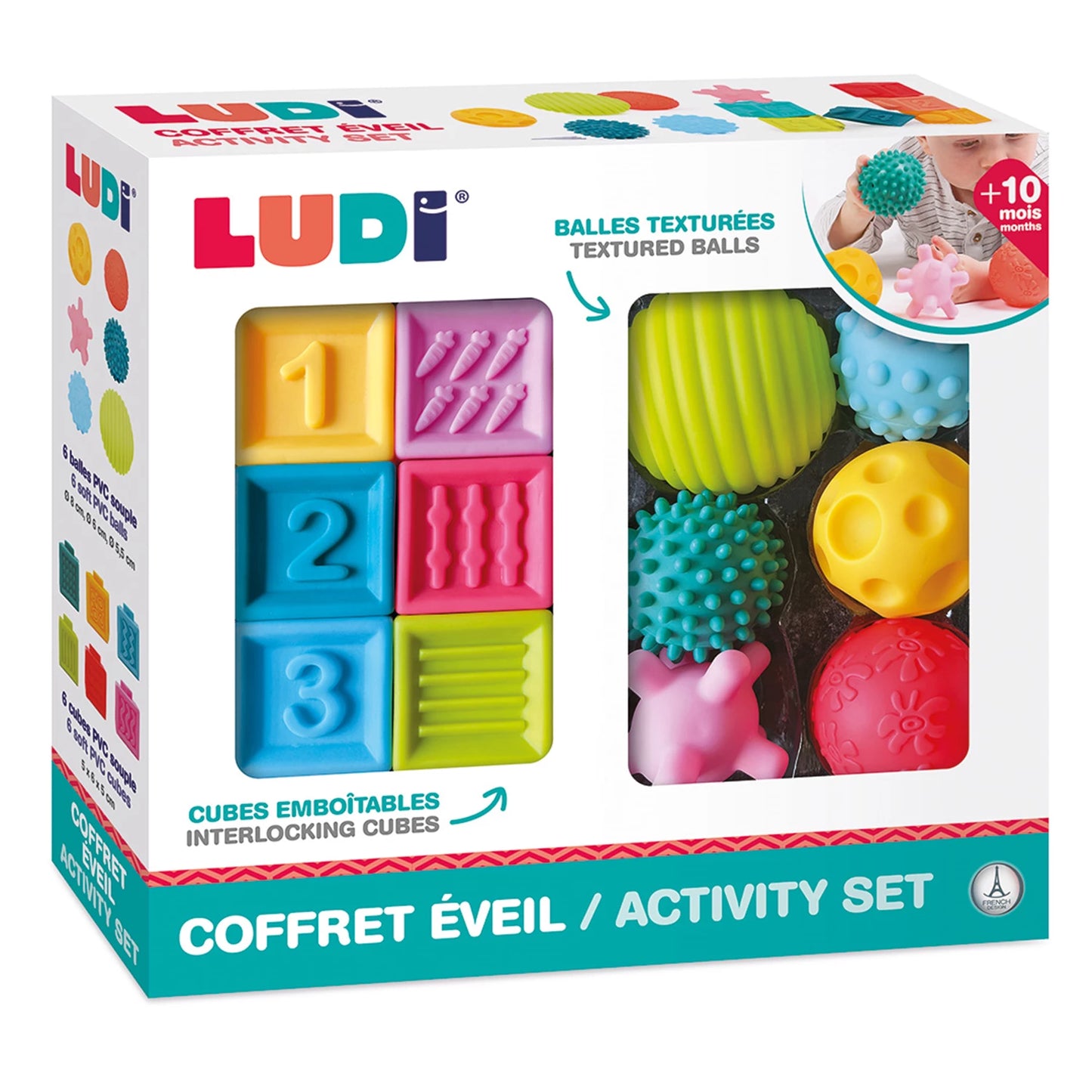 LUDI - COFFRET ÉVEIL 6 SPHÈRES + 6 CUBES - F/D/D/I