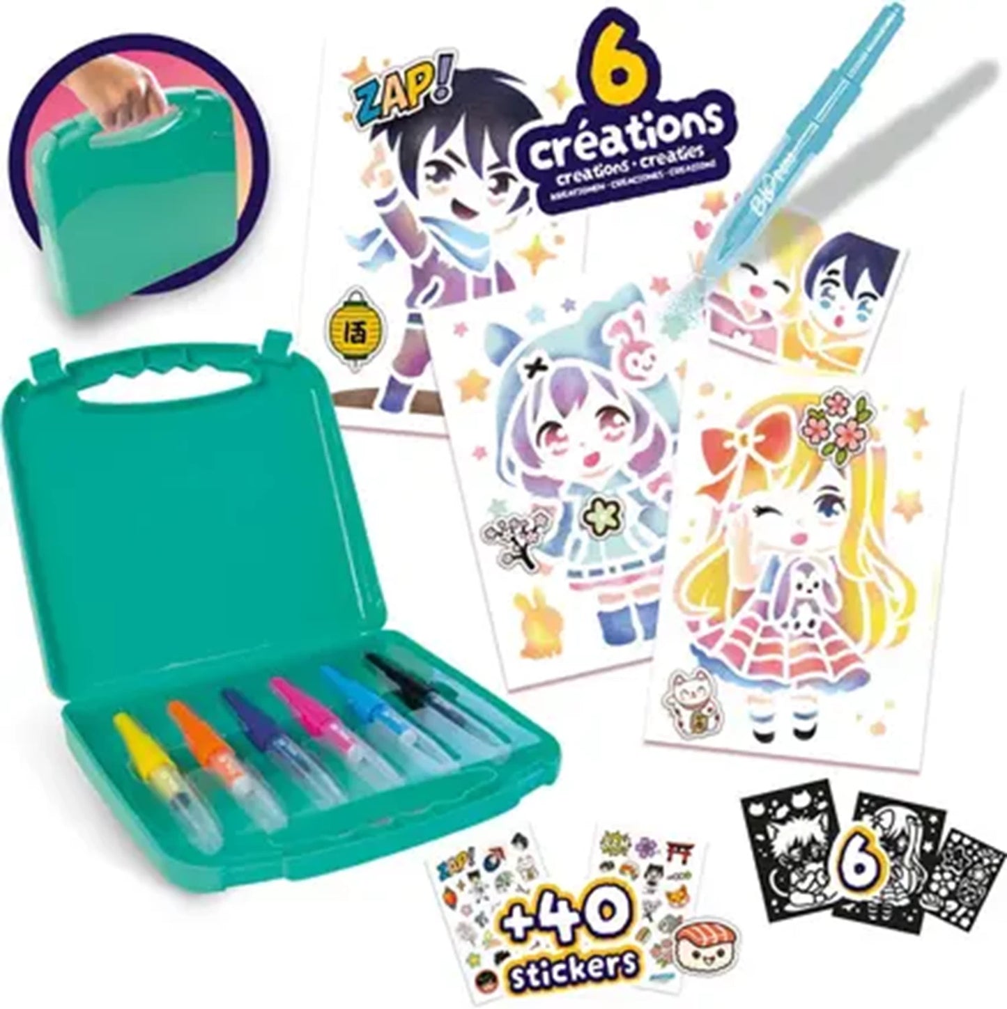 LANSAY - BLOPENS SPRAY PENNENSET MIT MANGA-ETUI (FR-EN-NL-DE-ES-IT) - F/D/I