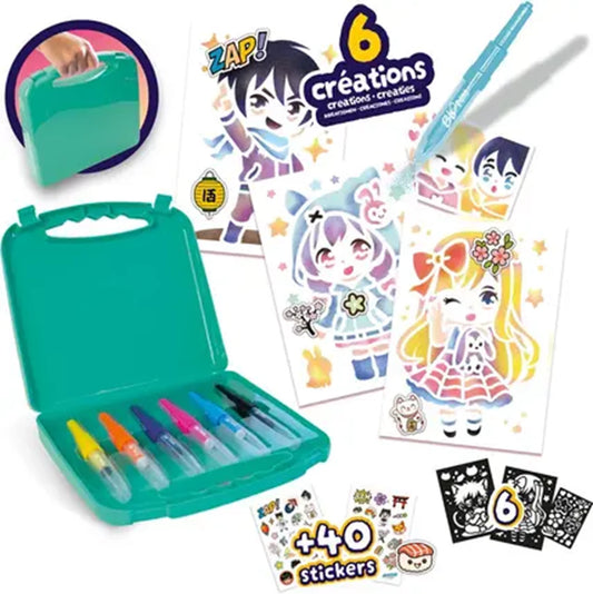 LANSAY - SET DI PENNE SPRAY BLOPENS CON CASSA MANGA (FR-EN-NL-DE-ES-IT) - F/D/I