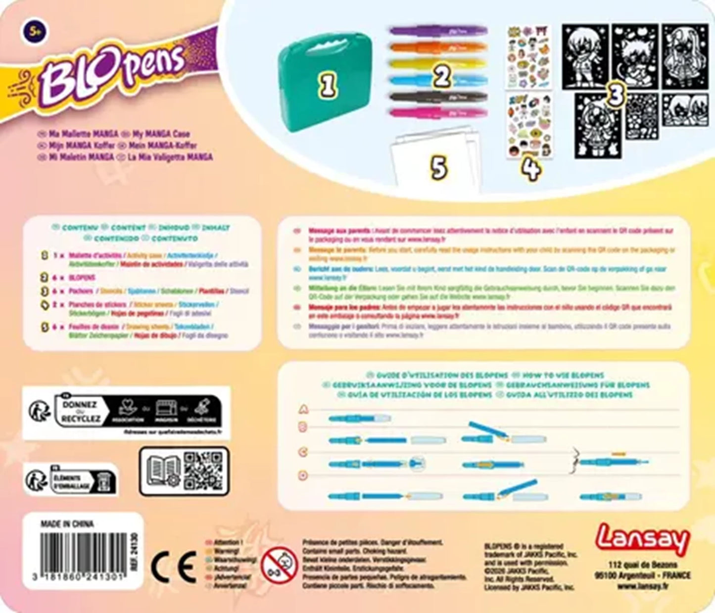 LANSAY - BLOPENS SPRAY PENNENSET MIT MANGA-ETUI (FR-EN-NL-DE-ES-IT) - F/D/I