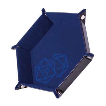 PISTE DE DES D20 BLEU FONCE 19X19CM CUIR ET VELOURS (ML)
