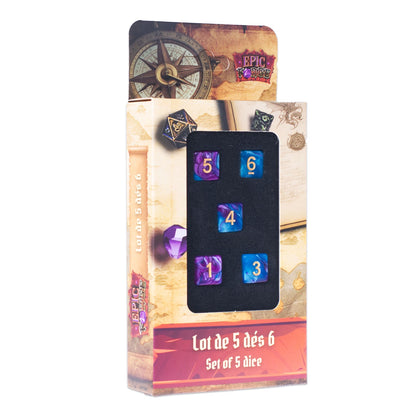 LOS 5 DES D6 16MM BLAU UND VIOLETT (ML)