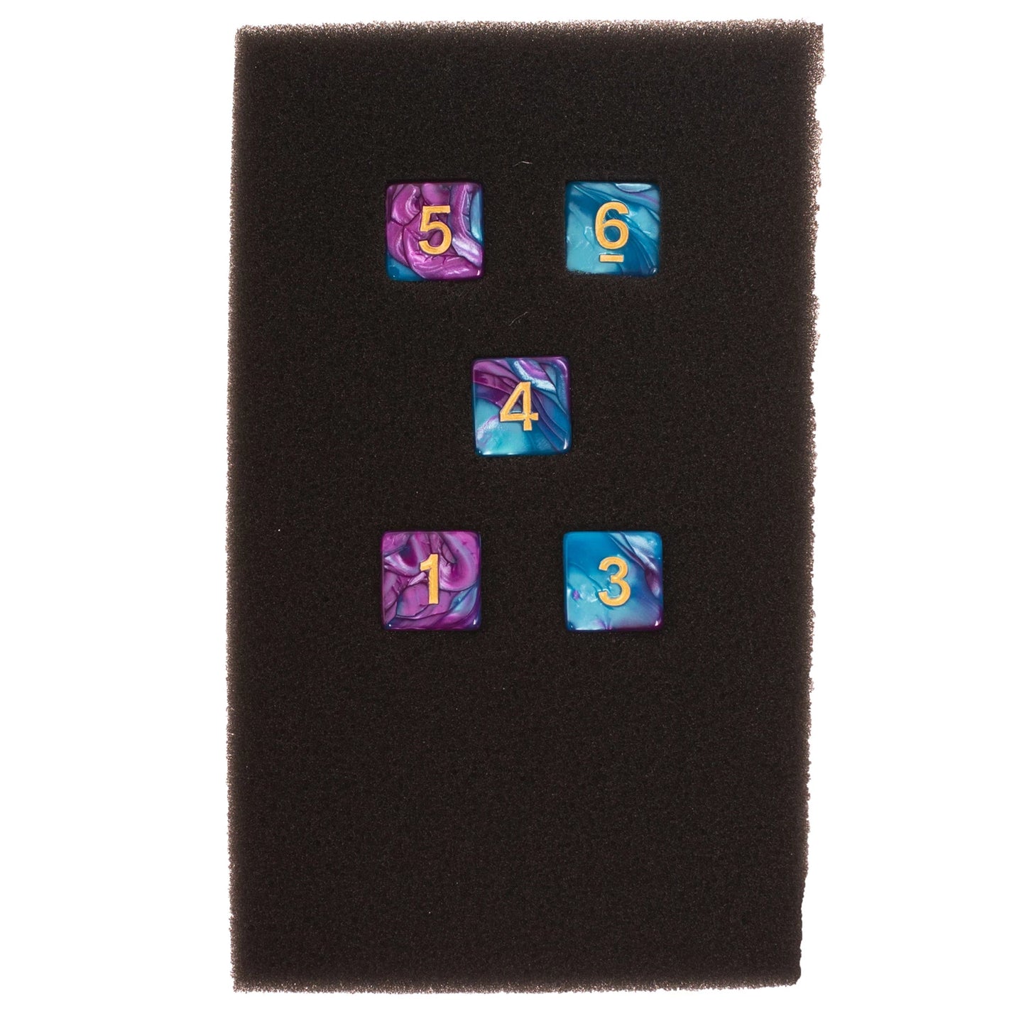 LOS 5 DES D6 16MM BLAU UND VIOLETT (ML)
