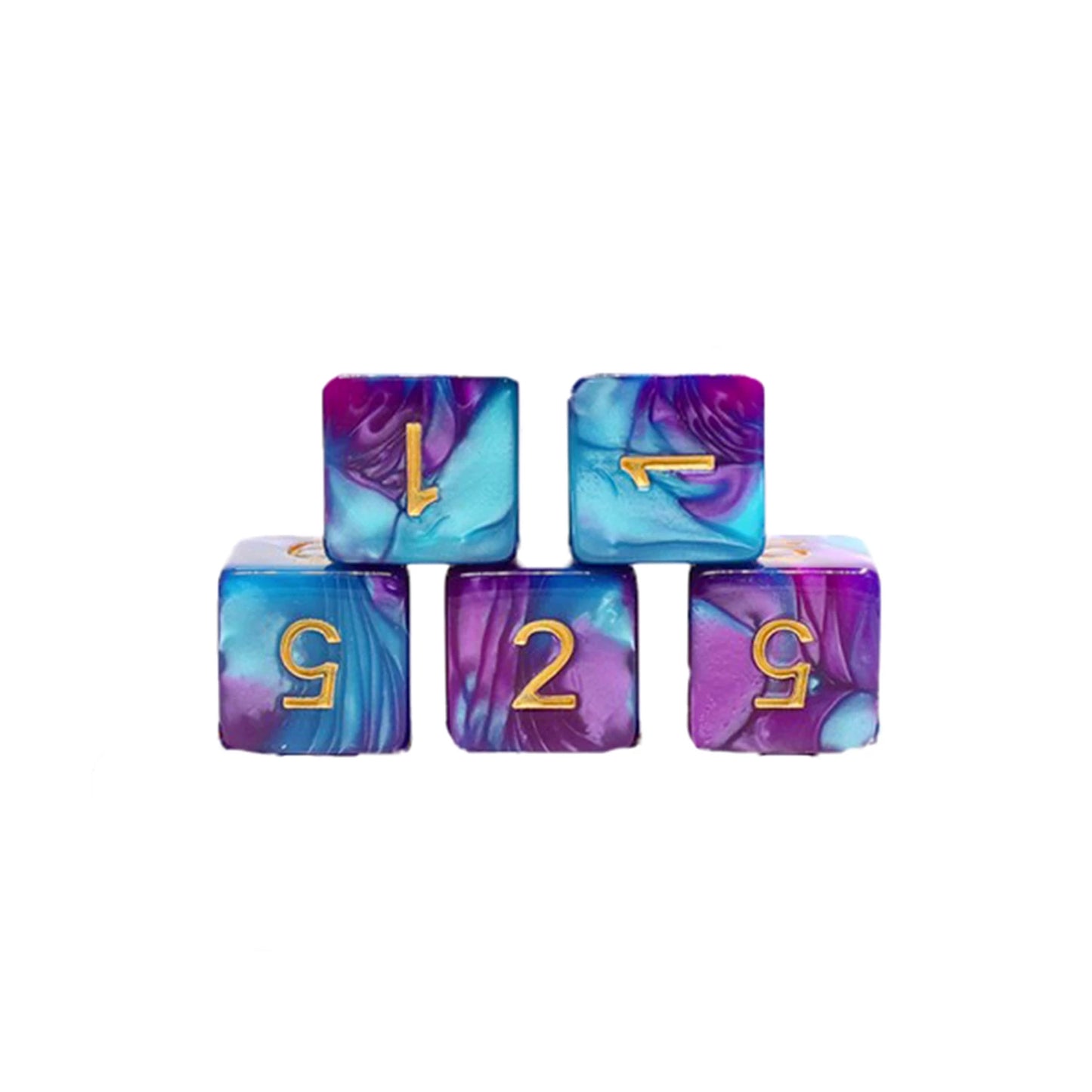 LOS 5 DES D6 16MM BLAU UND VIOLETT (ML)